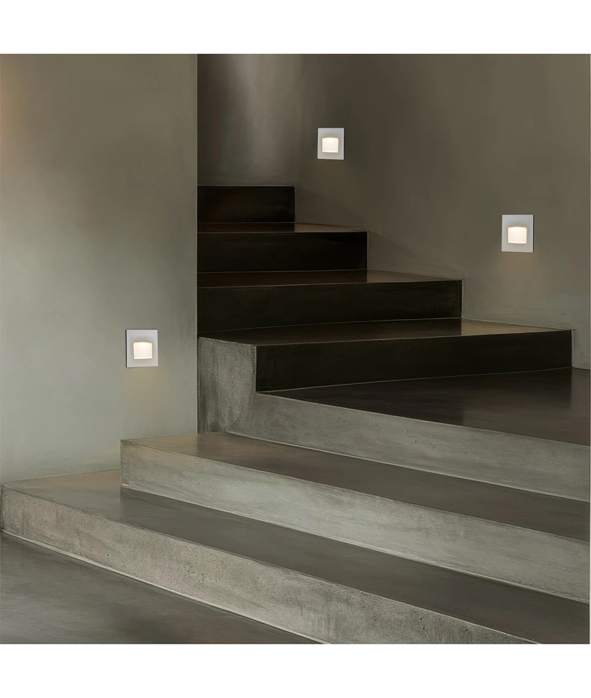 kelvo® STEPART KLV-101-0079 Χωνευτό Φωτιστικό Σκαλοπατιού - Διαδρόμου LED 3W 375lm 45° AC 220-240V Αδιάβροχο IP65 Θερμό Λευκό 2700K - Lumileds SMD Chip & TÜV SÜD Driver - Λευκό Ματ - Μ8.5 x Π5 x Υ8.5cm - Q6.72 x 6.72cm - 5 Χρόνια Εγγύηση